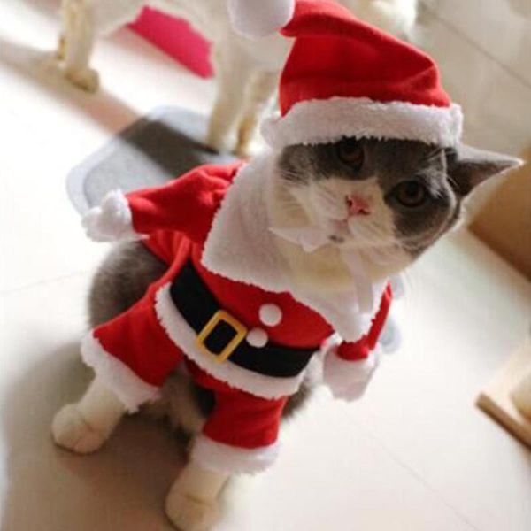 

cat costumes santa pet dog costume christmas clothes for small dogs winter hooded coat jackets puppy clothing chihuahua outfit