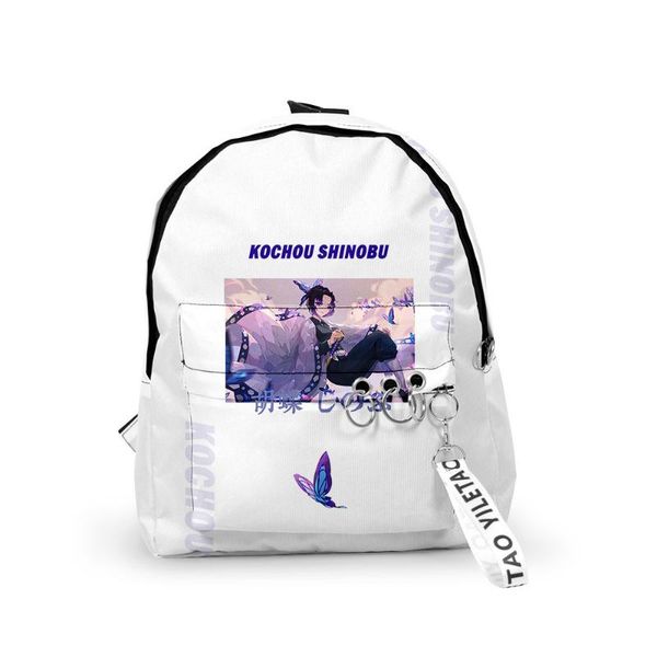 

backpack kawaii demon slayer school bags notebook backpacks boys/girls 3d print oxford waterproof key chain vogue small travel