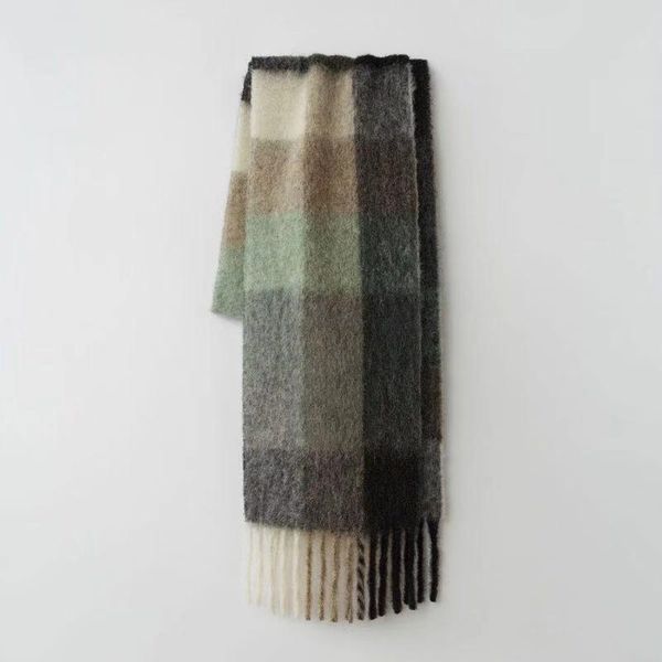 

scarves 2021 plaid winter scarf women neck head fashion casual scarfs cashmere ladies shawls and wraps, Blue;gray