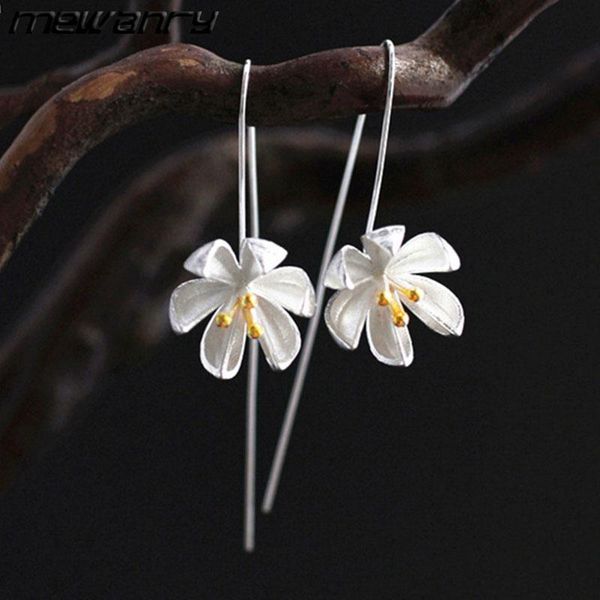 

stud mewanry 925 sterling silver earrings long lotus small fresh for women trend elegant temperament party jewelry gifts, Golden;silver