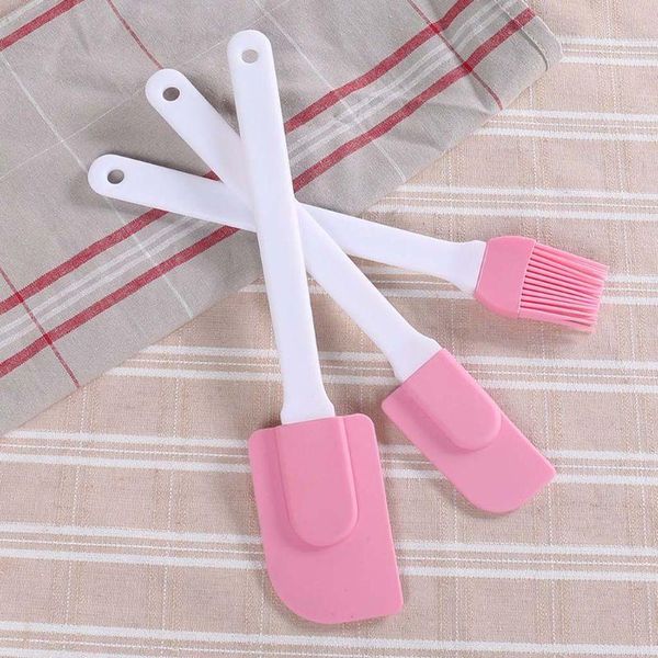 

tools & accessories 3 pcs pastry brush set with cooking scraper pink colours silicone baking accessory barbecue
