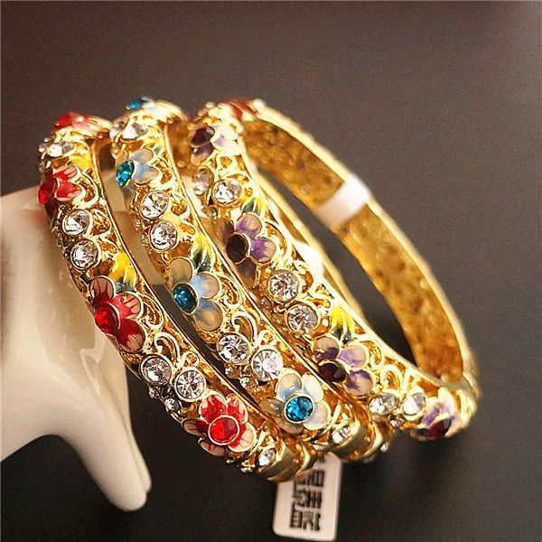 

high end rhinestone chinese filigree enamel bangle cloisonne double decker ethnic bangles for women fashion jewelry gift, Black