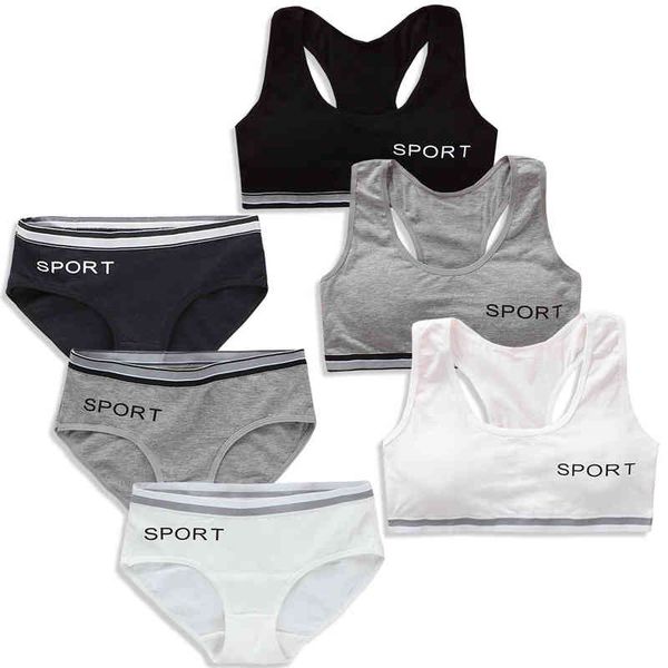 

girls sports bra gym underwear wireless teenager cotton young training set 8-16t
