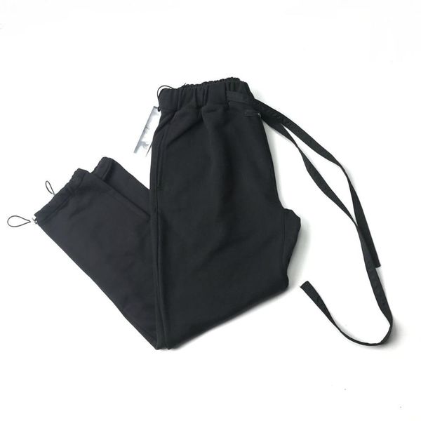 

heavy cotton trousers winter thick sweatpants patch at front, Black