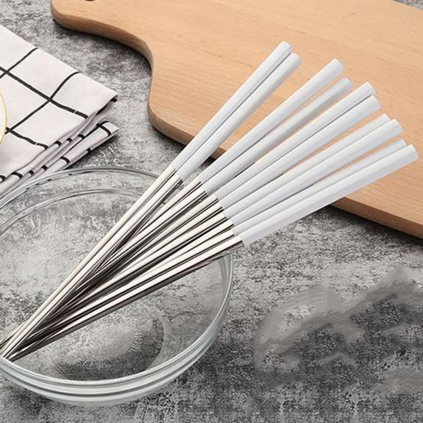 

stainless steel chopsticks gold-plated titanium mirror polished creative non-slip square