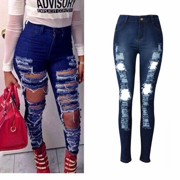 

women's jeans lguc.h est ripped women 2021 summer high waist woman stretch push up skinny womens pants trousers, Blue
