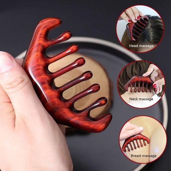 

hair brushes durable no static sandalwood wooden comb for men and women head scalp massage, Silver