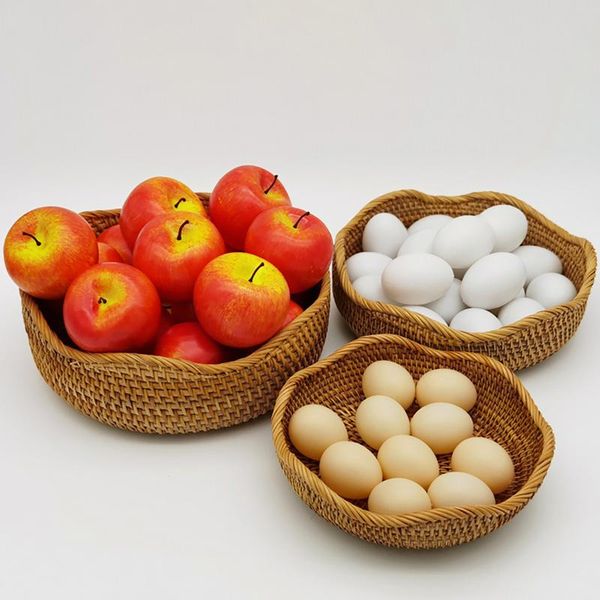 

1/3pc all handmade straw storage basket wave lace fruit plate nack any decoration style kitchen & organization