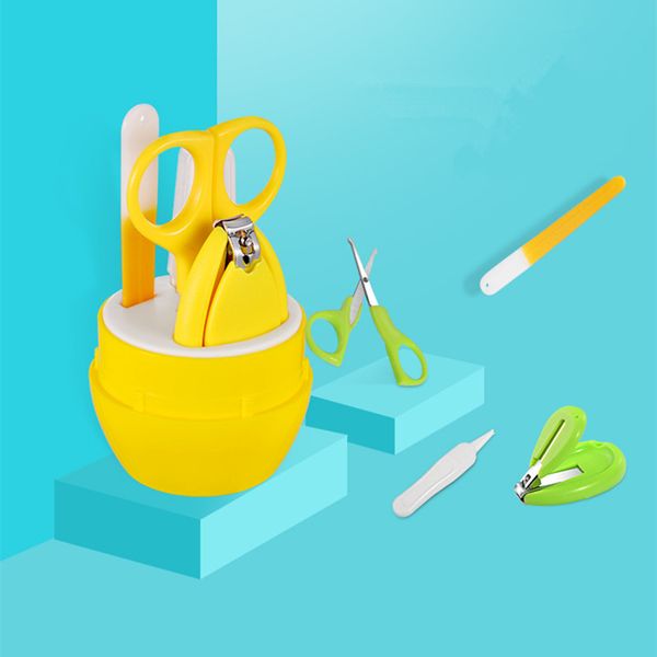 

4pcs/set baby nail care set cartoon healthcare kits infant finger trimmer scissors nail clippers animal portable storage box