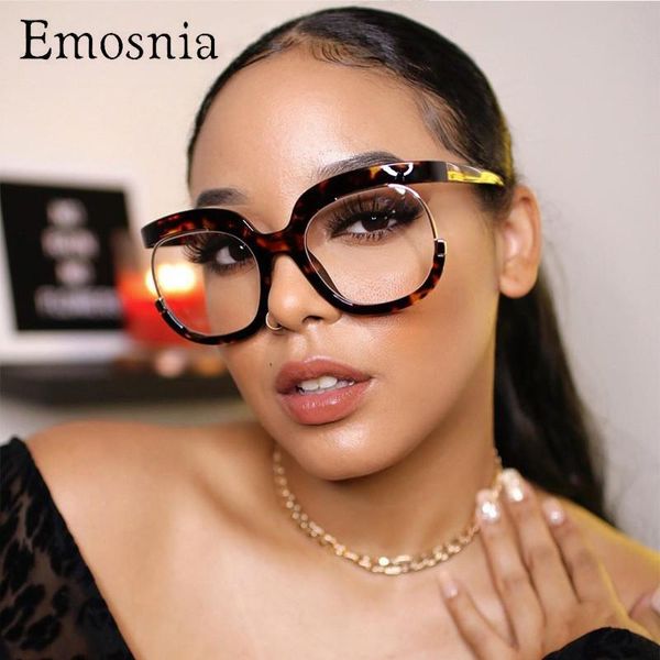 

fashion sunglasses frames emosnia 2021 trends anti leopard glasses women big frame optical eyewear men gradient plastic retro office eyeglas, Black