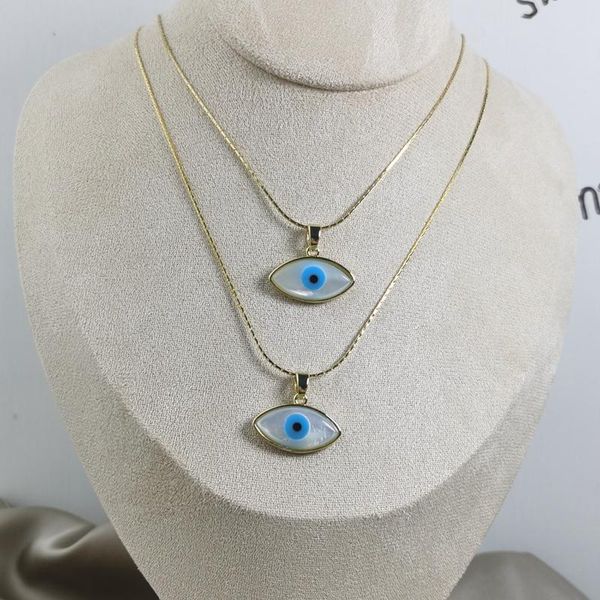 

fashion oval blue evil eye pendant necklace for women necklaces, Silver