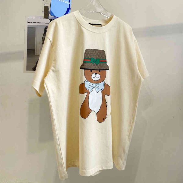 

2022 factory wholesale new co signed short apricot hat t-shirt loose large signature letter half sleeve, White