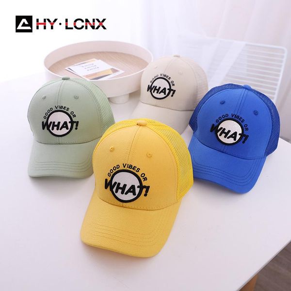 

korean spring boy cartoon embroidery baseball cap girl cotton breathable fashion children outdoor sun protection hat caps & hats, Yellow