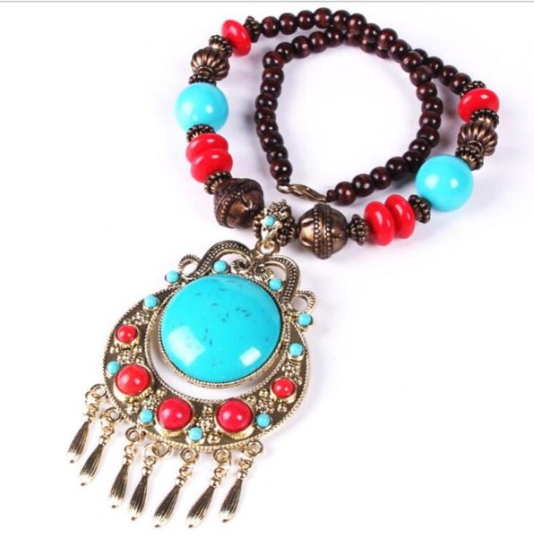 

chains hi weaving bohemian necklace retro exaggerated accessories women's ethnic style sweater vintage beads necklaces, Silver