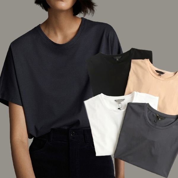

withered summer solid color women simple clothes o-neck tee shirt femme short sleeve cotton t-shirt camisetas verano mujer 210408, White