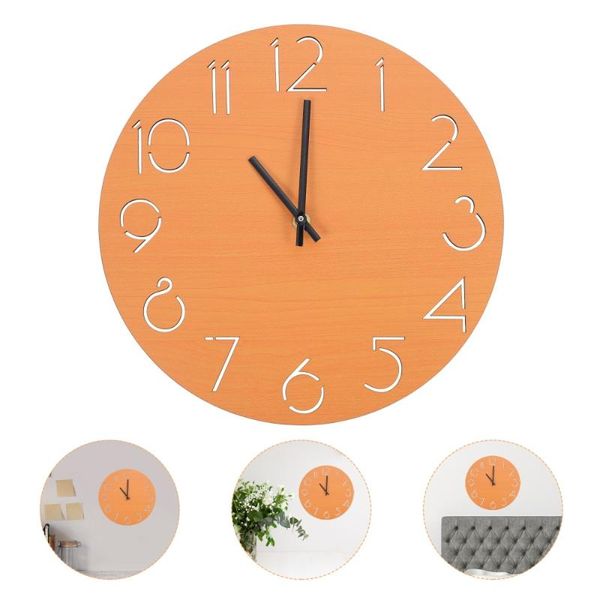 

wall clocks wood easy to read clock bedroom living room decorative silent