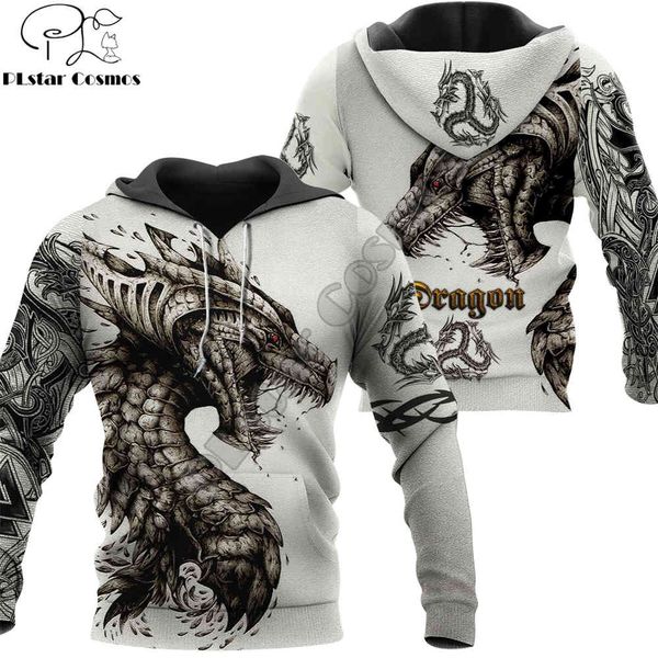 

mens designer t shirts tattoo and dungeon dragon 3d printed deluxe hoodie men sweatshirt streetwear zip pullover casual jacket tracksuit kj0, Black