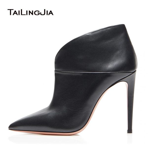 

boots black shoes for woman pointed toe high heel ankle stylish slip on booties ladies dress evening heels handmade