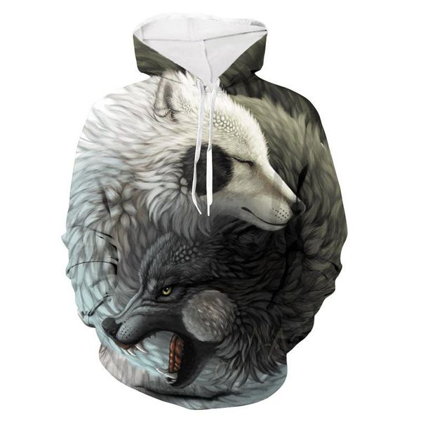 

men's hoodies & sweatshirts spring and autumn 3d printing wolf hoodie street harajuku youth sweater hip hop otaku jacket 2021 fashion, Black