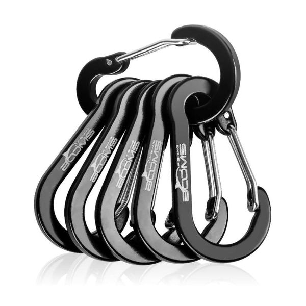 

cords, slings and webbing carabiner keychain key chain fishing carabiners small snap hook outdoor camping multi tool acessories 6pcs