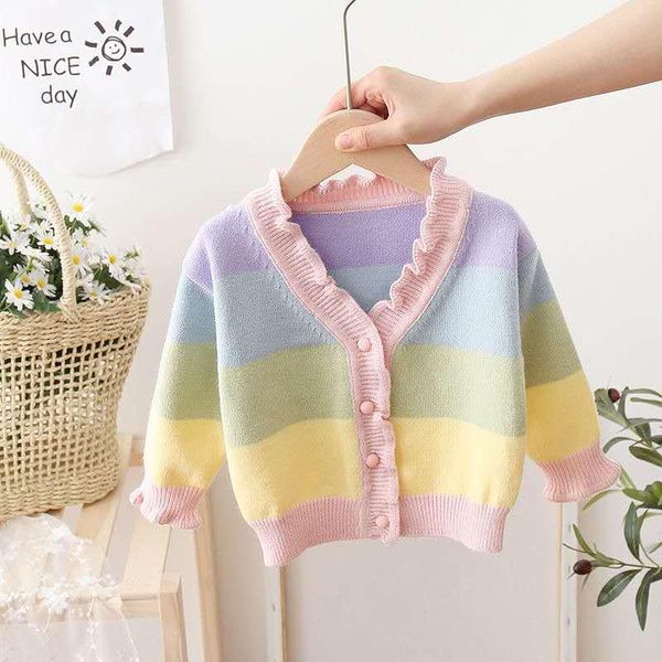 

girls spring and autumn sweater coat 2021 children fashion princess knitted cardigan baby pullover, Blue