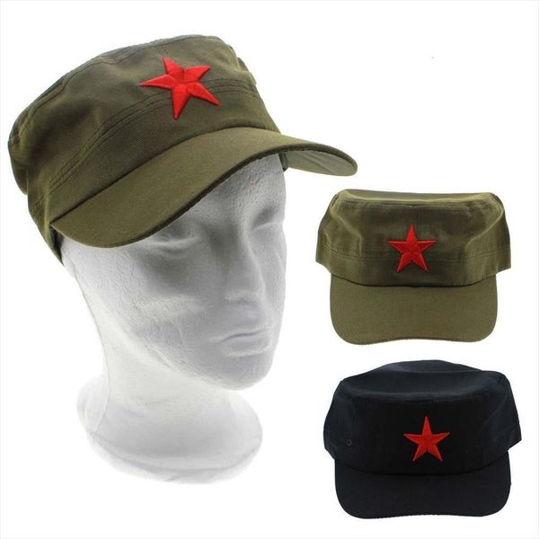 

1pcs cotton fabric adjustable casual china green flat hats red star retro chinese patrol army cap gifts, Blue;gray