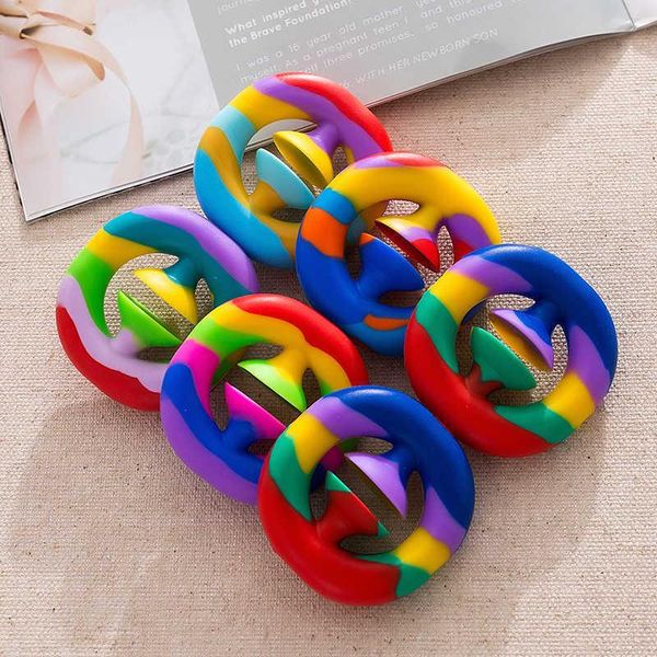 

rainbow fidget grab snap squeeze toy tie dye children's hand snappers hands strength grip grabs squeezy sensory toys autism stress 2849