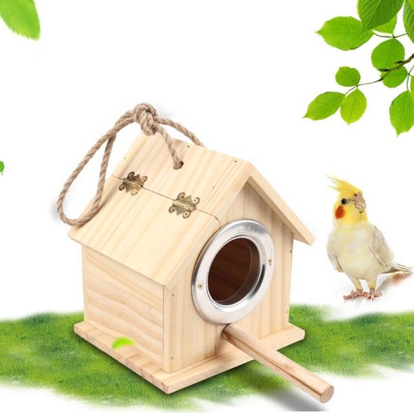 

bird cages wooden birds house pet parakeet budgie cockatiel breeding nesting cage box home garden hanging decoration supplies