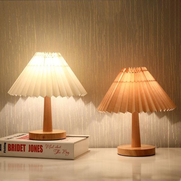 

table lamps vintage rattan lamp korean for bedroom living room light home deco creative pleats beside