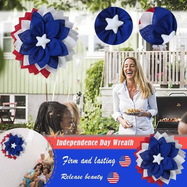 

decorative flowers & wreaths united states independence day fake flower five-pointed star wreath porch decoration front door outdoor hanging