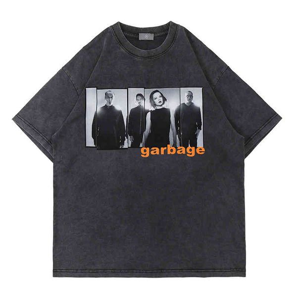

men's t-shirts spring and summer trendy br figure printing washed made old oversize short sleeve t-shirt men 61sl, White;black