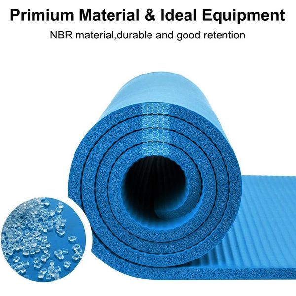 

183cm*61cm*15mm thicken front anti-skid nbr comfort yoga mat with bandages gym exercise fitness pilates workout mats