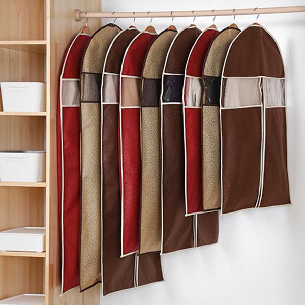 

embossed non-woven fabric case clothes dust cover jacket coat suit dress hanging protect storage bags wardrobe organizer boxes & bins