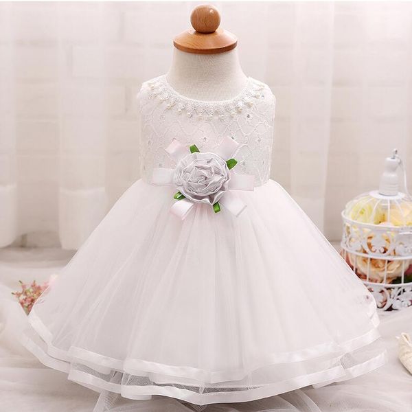 

girl's dresses princess for 0-24m baby girls pearl tutu flower lace dress birthday girl party, Red;yellow