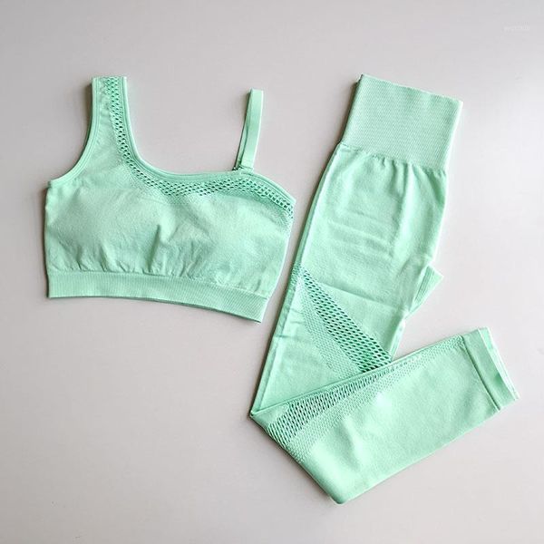 

yoga outfit seamless sport set women 2pcs crop bra high waisted leggings sportsuit workout fitness gym female suit hollow