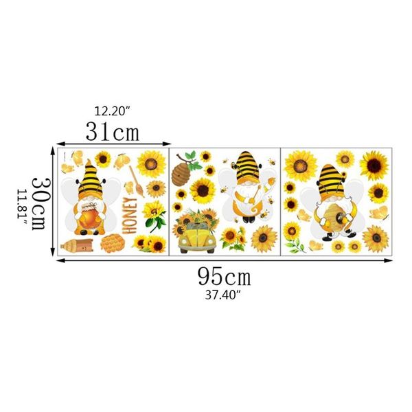 

wall stickers spring sunflower bee gnome window decals diy wallpaper decoration for home office gxma