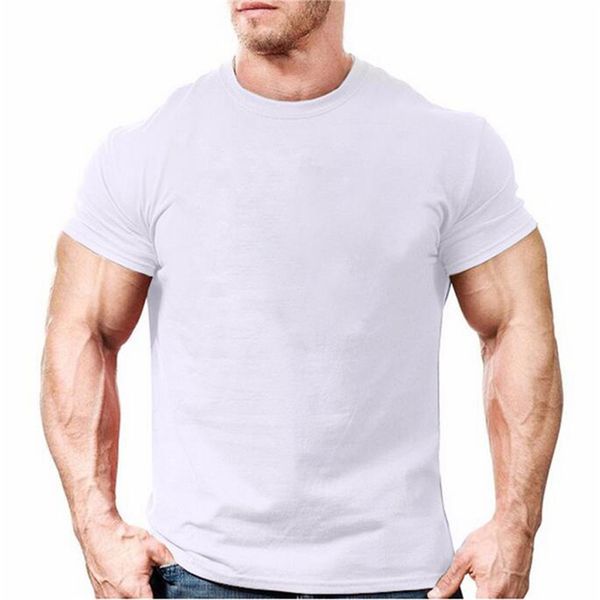 

muscleguys gym clothing sports t shirt men cotton breathable short sleeve fitness t-shirt summer tshirt fashion tee shirt homme 210421, White;black