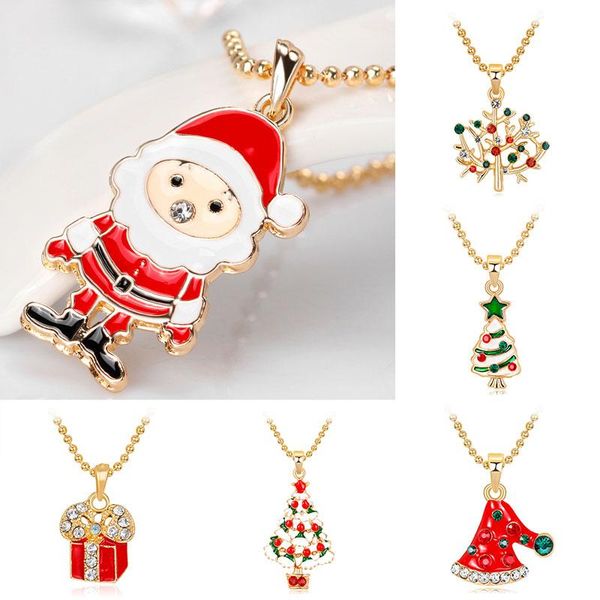

pendant necklaces christmas necklace fashion personality tree hat santa claus, Silver