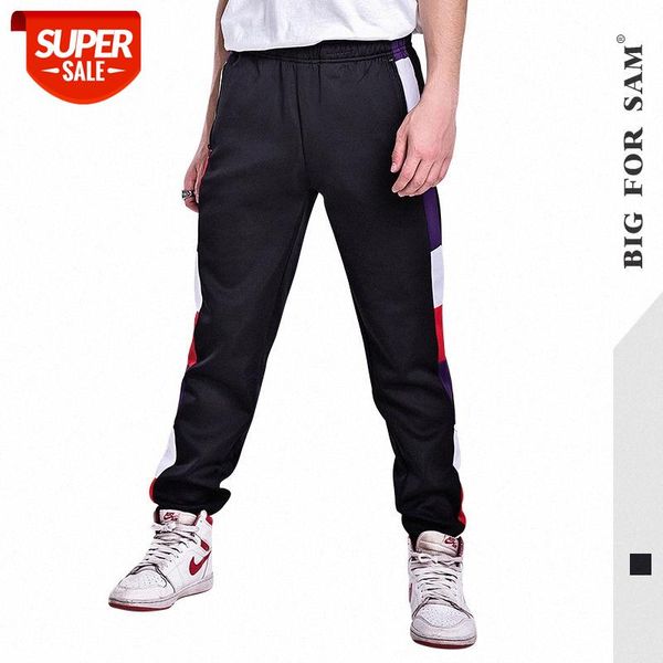 

sports pants retro contrast stitching male and female student trousers casual men's #5q5j, Black