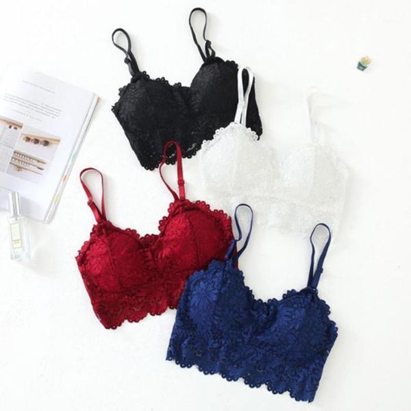 

lace bralette tube bandeau summer women bra tanks crop girl underwear solid color camisole bustiers & corsets, Black;white