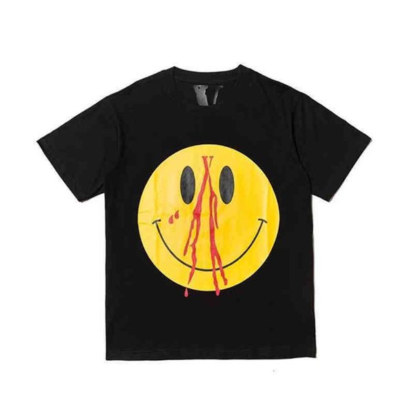 

chao brand vlones big smile yellow letter v printing men's and women's short sleeve t-shirt, White;black