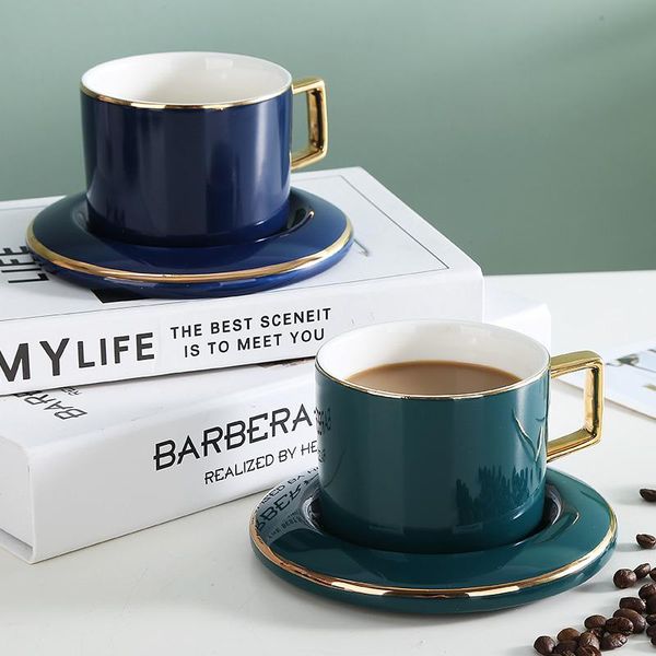 

cups & saucers bone china tea set with spoon green porcelain chicara porcelana gold creative coffee cup turkish ceramic