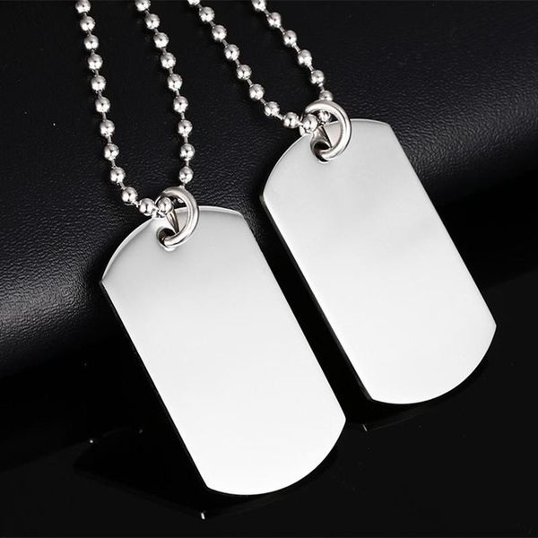 

pendant necklaces customize stainless steel double dog tag necklace for men id high polished jewelry 24" chain birthday gift accessorie, Silver