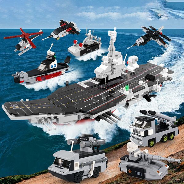 

8 in 1 ship warships building blocks toys for children liaoning navy battleship model military bricks set boys gift