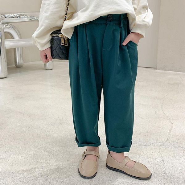 

spring fashion girls boys loose casual pants 2021 korean style kids cotton soft all-match suit trousers, Blue