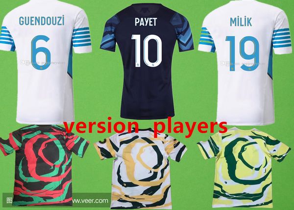 

21 22 marseille soccer jerseys gerson olympique milik maillot de foot om 2021 2022 cengiz Ã¼nder payet thauvin benedetto men football shirt f, Black;yellow