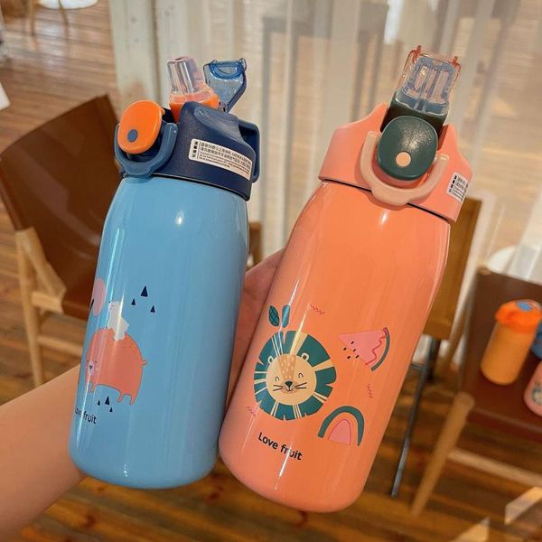

water bottles 316 stainless steel cute cartoon ins girl heart cup student children dripping holding large capacity messe