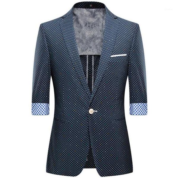 

men's suits & blazers summer thin jacket three-quarter-sleeve small suit hairdresser mid-sleeve polka dot clothes singer costume, White;black