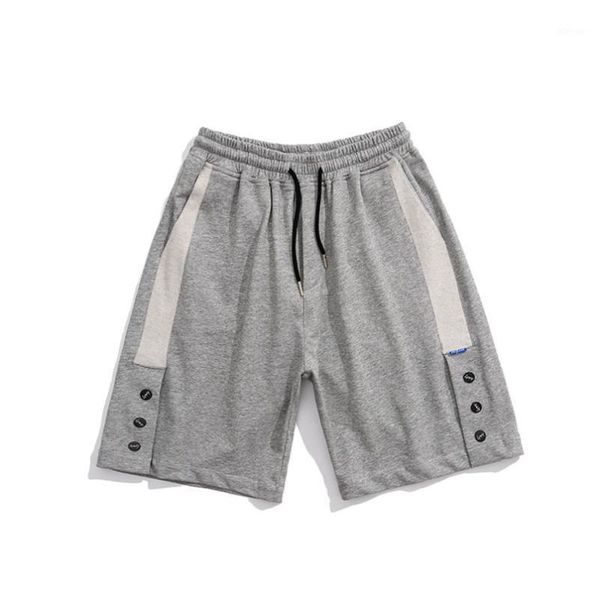 

men's shorts summer knit short men patchwork high street casual cotton male streetwear button elastic waist clothing 2021, White;black