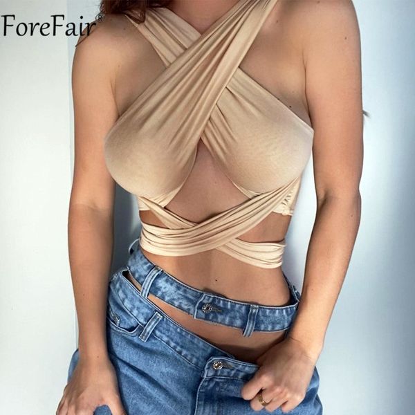 

2021 bandage crop women hollow out fashion tank party white off shoulder backless skinny ladies, Black;white